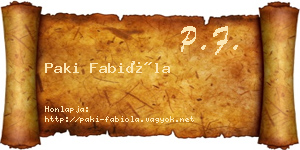 Paki Fabióla névjegykártya